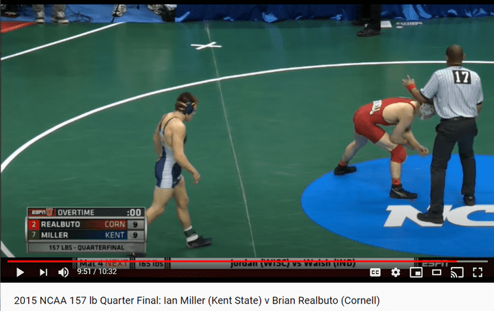 Wrestlers Getting Ready for Sudden Victory Miller vs Realbuto at NCAAs