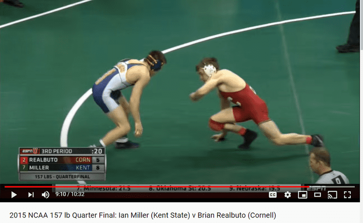 Escape Sequence Continued for Ian Miller in the Realbuto match at NCAAs